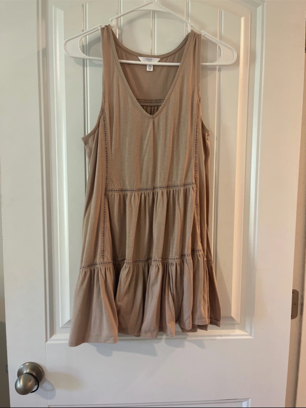 Women’s Sleeveless Tiered Dress - Beige